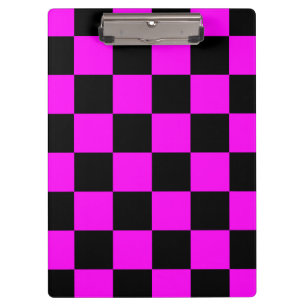 Purple Black Chequered Check Pattern Clipboard