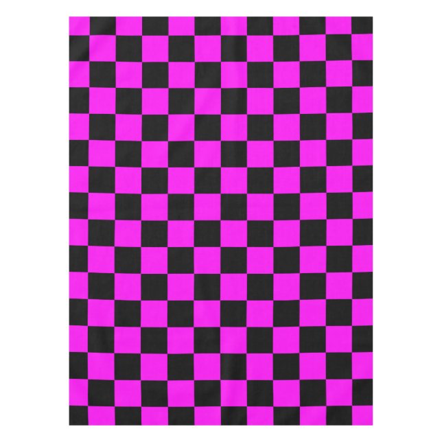 Purple Black Chequered Check Pattern Tablecloth (Front)