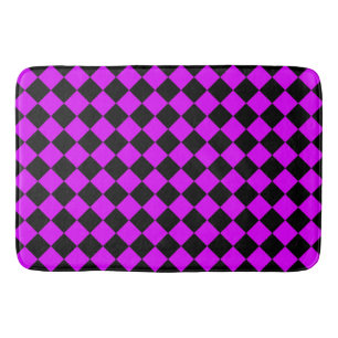 Purple Black Chequered Diamond Pattern Bath Mat