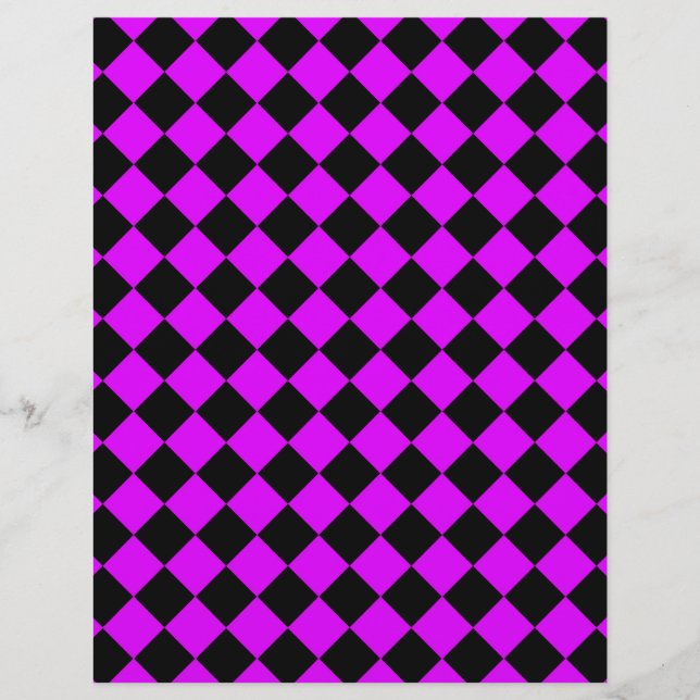 Purple Black Chequered Diamond Pattern Custom Letterhead (Front)