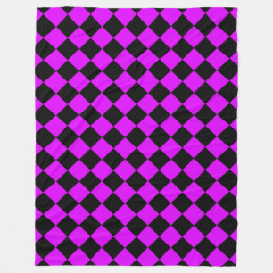 Purple Black Chequered Diamond Pattern Fleece Blanket