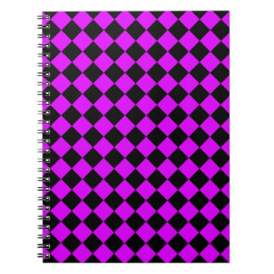 Purple Black Chequered Diamond Pattern Notebook