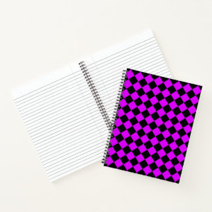 Purple Black Chequered Diamond Pattern Notebook