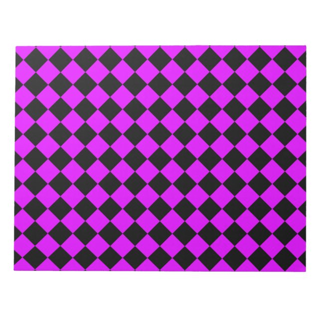 Purple Black Chequered Diamond Pattern Notepad (Front)