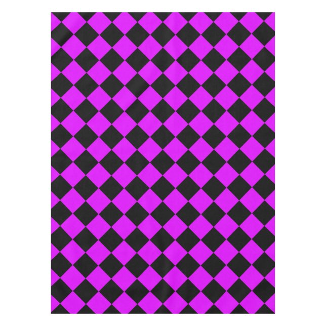 Purple Black Chequered Diamond Pattern Tablecloth (Front)