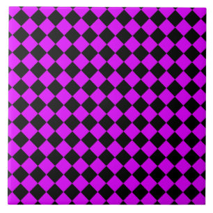 Purple Black Chequered Diamond Pattern Tile