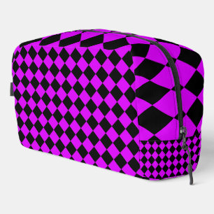 Purple Black Chequered Diamond Pattern Toiletry Ba Dopp Kit