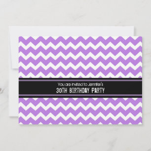 Purple Black Chevron 30th Birthday Party Invitation