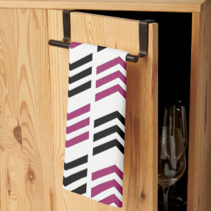 Purple Black Chevron Geometric Tea Towel