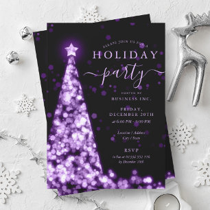 Purple Black Christmas Tree Company Holiday Party  Invitation