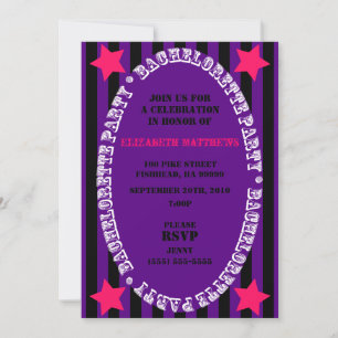Purple & Black Circus Bachelorette Party Invite