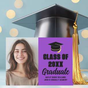 Purple Black Class of 2025 Photo Graduation Announcement