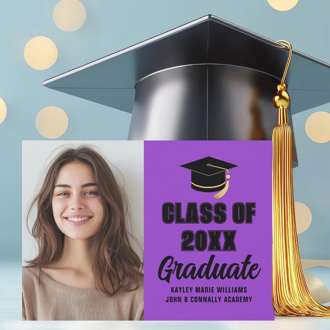 Purple Black Class of 2025 Photo Graduation Announcement (Creator Uploaded)