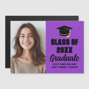 Purple Black Class of 2026 Graduation Photo Magnet