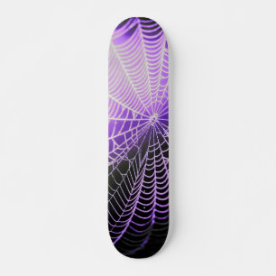 Purple Black Creepy Spooky Spider Web Skateboard