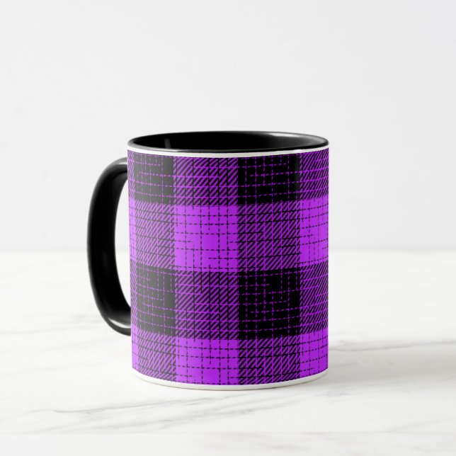  Purple Black Crosshatch Buffalo Check Mug (Front Left)