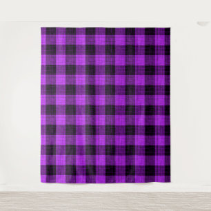 Purple Black Crosshatch Buffalo Check Tapestry