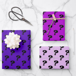 Purple & Black Cute Gift Wrapper (Question Mark) Wrapping Paper Sheet