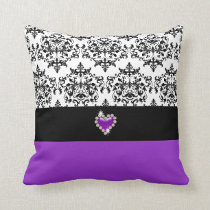 Purple black damask elegant cushion