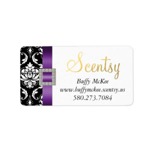Purple Black Damask Label 1