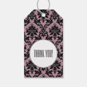 Purple Black Damask Pattern Graduation Thank You Gift Tags