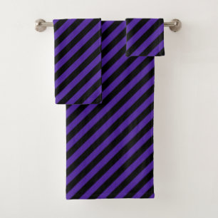 Purple/Black Diagonal Stripes Bath Towel Set
