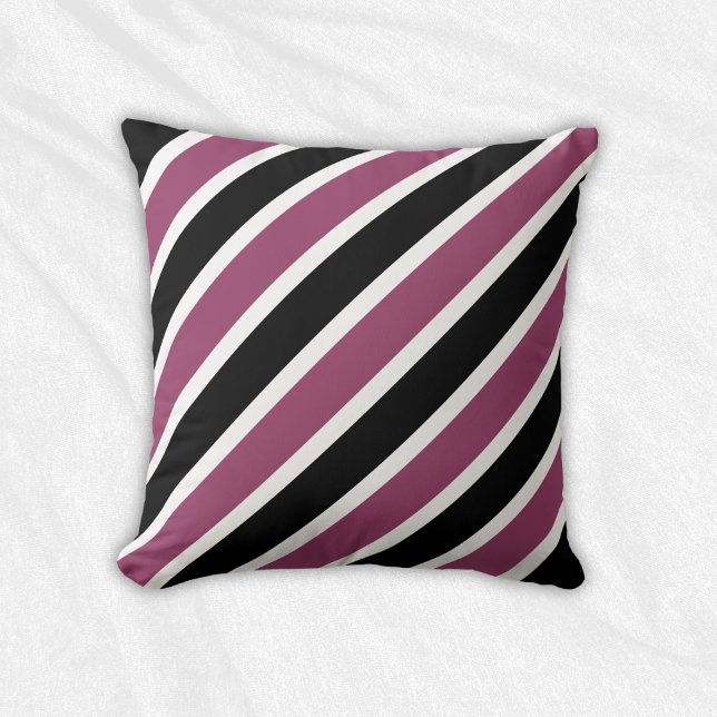 Purple Black Diagonal Stripes Cushion (Creator Uploaded)