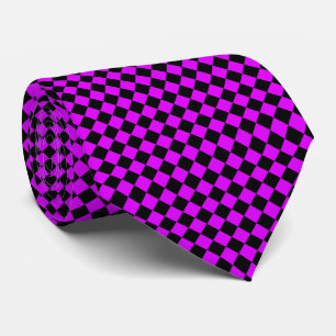 Purple Black Diamond Chequered Pattern Tie