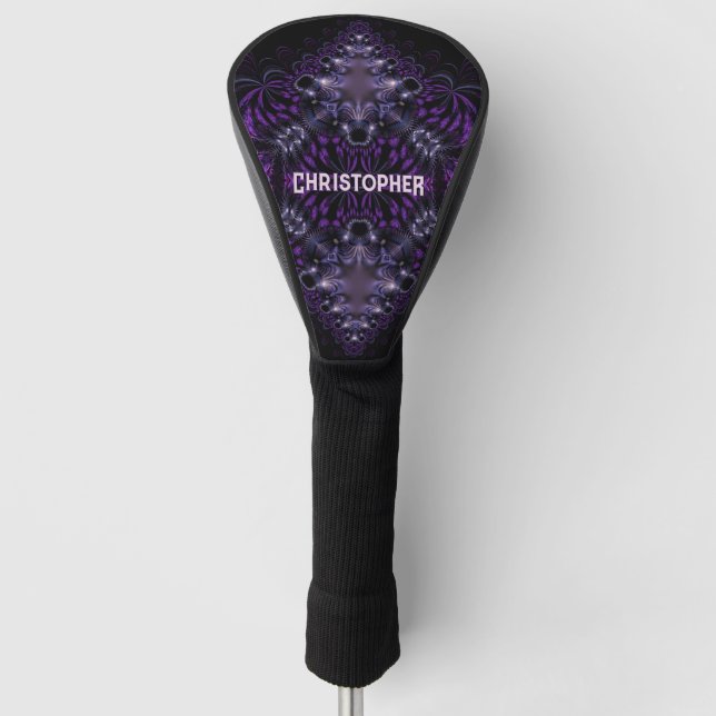 Purple Black Exotic Gothic Golf Head Cover (Front)
