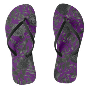 Purple Black Floral Wedding Gothic Jandals