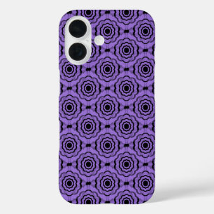 Purple Black Flower Seamless Pattern iPhone 16 Case