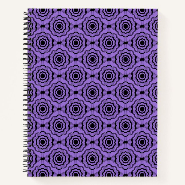 Purple Black Flower Seamless Pattern Notebook (Front)
