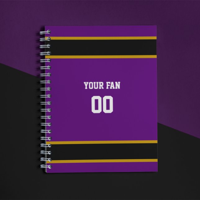 Purple & Black Football Team Personalised Notebook (Creator Uploaded)