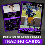 Purple & Black Football Trading Card Custom Player<br><div class="desc">This modern, Purple & black football trading card template is the perfect way to celebrate your favourite player! Customise it with your own photos, stats, and team information to create a unique and memorable card. This template is perfect for individual players, team gifts, or senior night presentations. Make your own...</div>