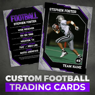 Purple Black Football Trading Card Football Player