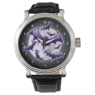 Purple & Black Full Moon Bats Watch