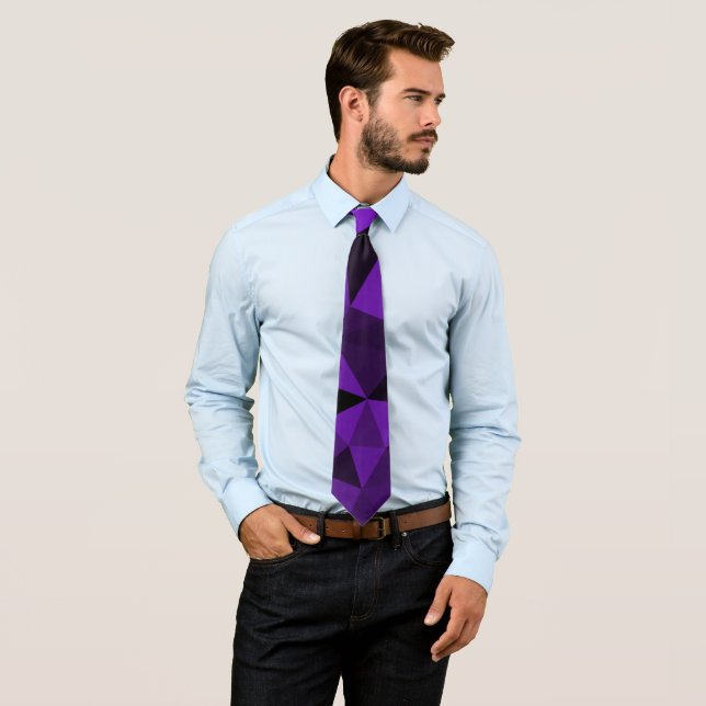Purple black geometric mesh pattern tie (In Situ)