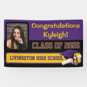 Purple, Black, & Gold Graduation Banner