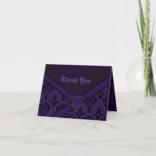 Purple & Black Goth Lace Wedding Thank You Card