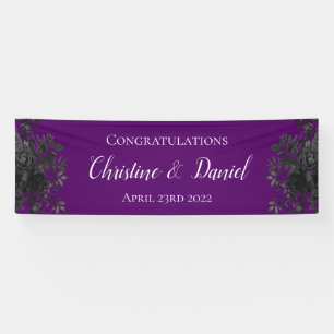 Purple Black Gothic Rose Elegant Wedding Banner