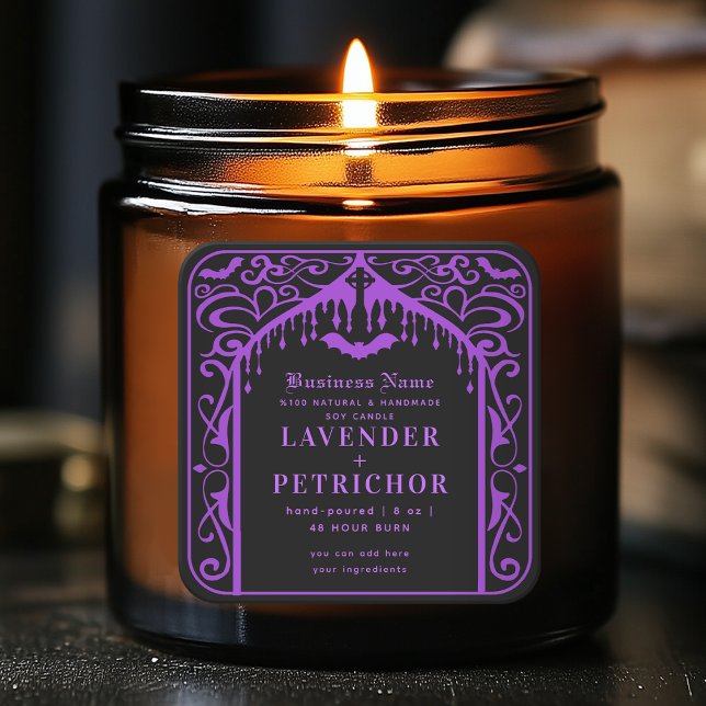 Purple Black Gothic Vampire Candle Product Label (Creator Uploaded)