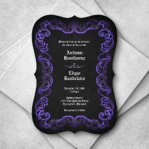 Purple Black Gothic Wedding Invitation