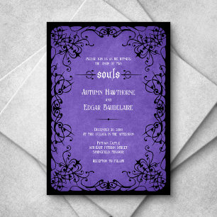Purple Black Gothic Wedding Invitation