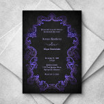 Purple Black Gothic Wedding Invitation<br><div class="desc">Ready to get some delicious gothic wedding invitations? Yeah, you are. These are practically lickable. The coordinating pieces of this Victorian gothic wedding invitation suite feature a scrollwork frame with glowing accents on a textured background. Perfect for you moody, elegant wedding or your gothic wedding. *** Need to rearrange text...</div>