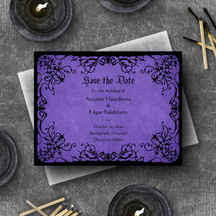 Purple Black Gothic Wedding Save The Date