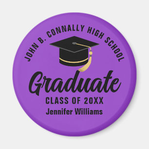 Purple Black Graduate Custom Graduation Party Magnet