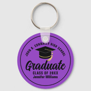 Purple Black Graduate Personalised 2025 Graduation Key Ring