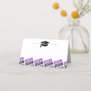 Purple Black Graduation Cap Folding Label, Food or Place Card