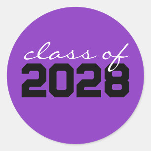Purple & Black Graduation Classic Round Stickers