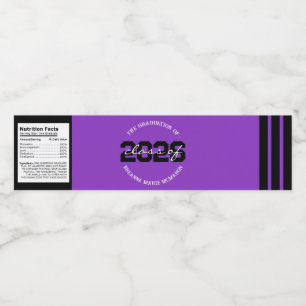 Purple & Black Graduation Water Bottle Labels